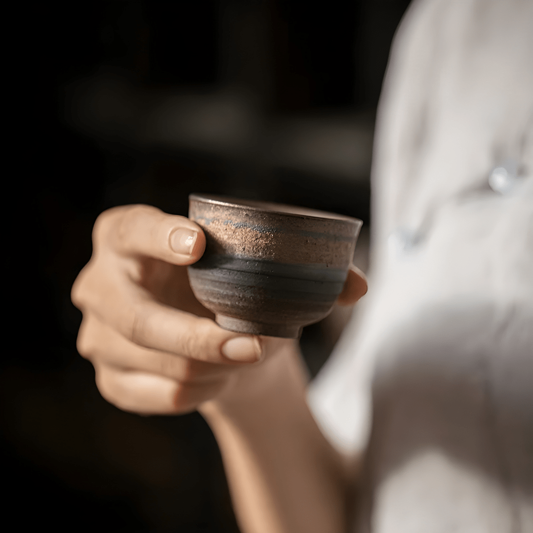 Handmade Retro Stoneware Cup And Saucer 50ML