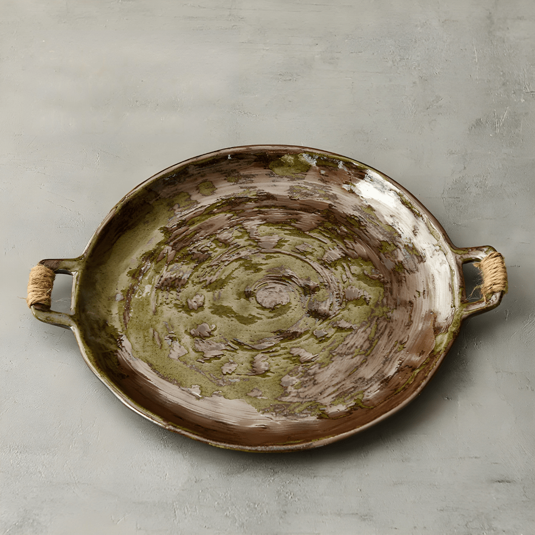 Handmade coarse pottery dinnerware set – plate, bowl & tray for Beirut homes