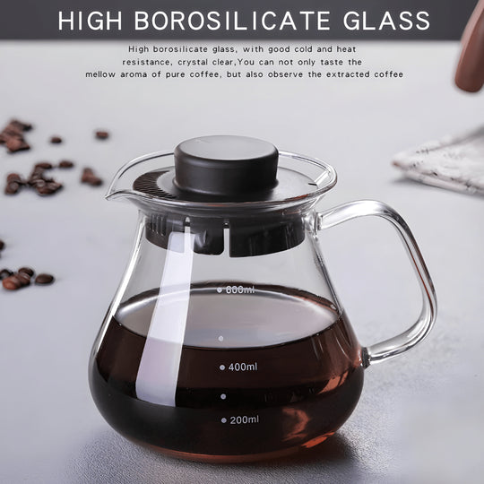 Modern 600ml pour over coffee maker with clear glass carafe and reusable stainless steel filter – perfect for Beirut coffee lovers