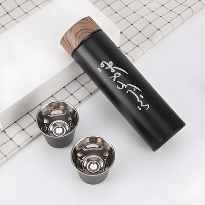 500ml black stainless travel tumbler set with 2 stainless cups