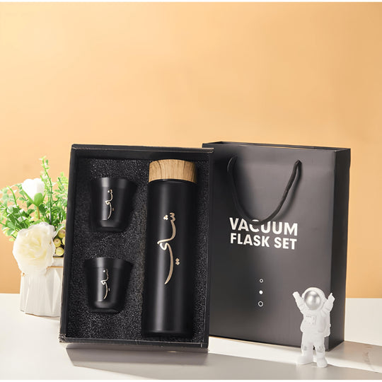 500ml black stainless travel tumbler set with 2 stainless cups