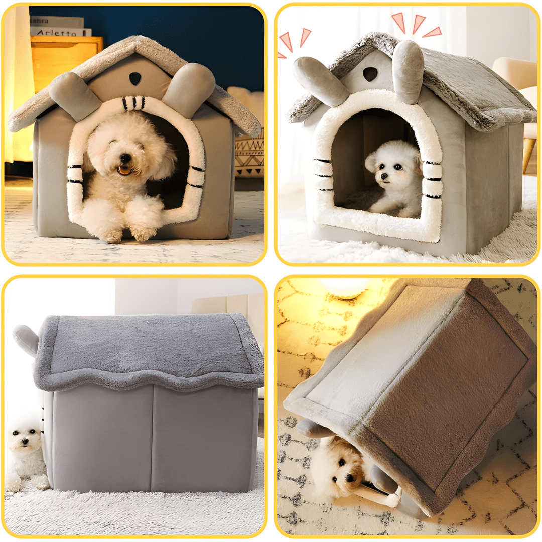 Cozy Indoor Pet House – Soft Plush Kennel with Detachable Roof 2 Sizes
