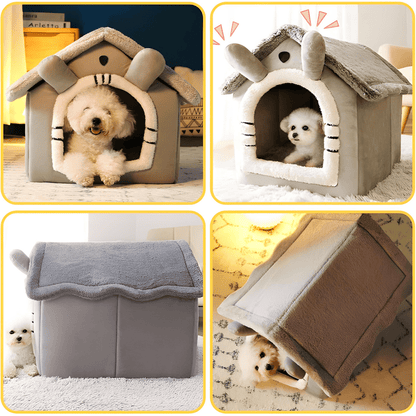 Cozy Indoor Pet House – Soft Plush Kennel with Detachable Roof 2 Sizes