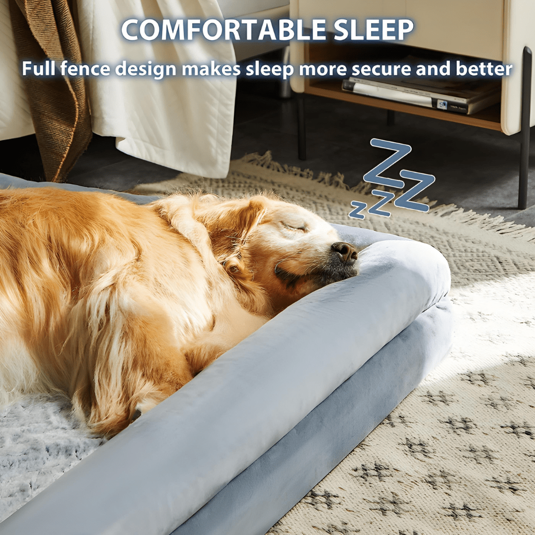 Orthopedic Dog Bed XL – 135×107×18 cm with Washable Velvet Cover & Bolster Sides