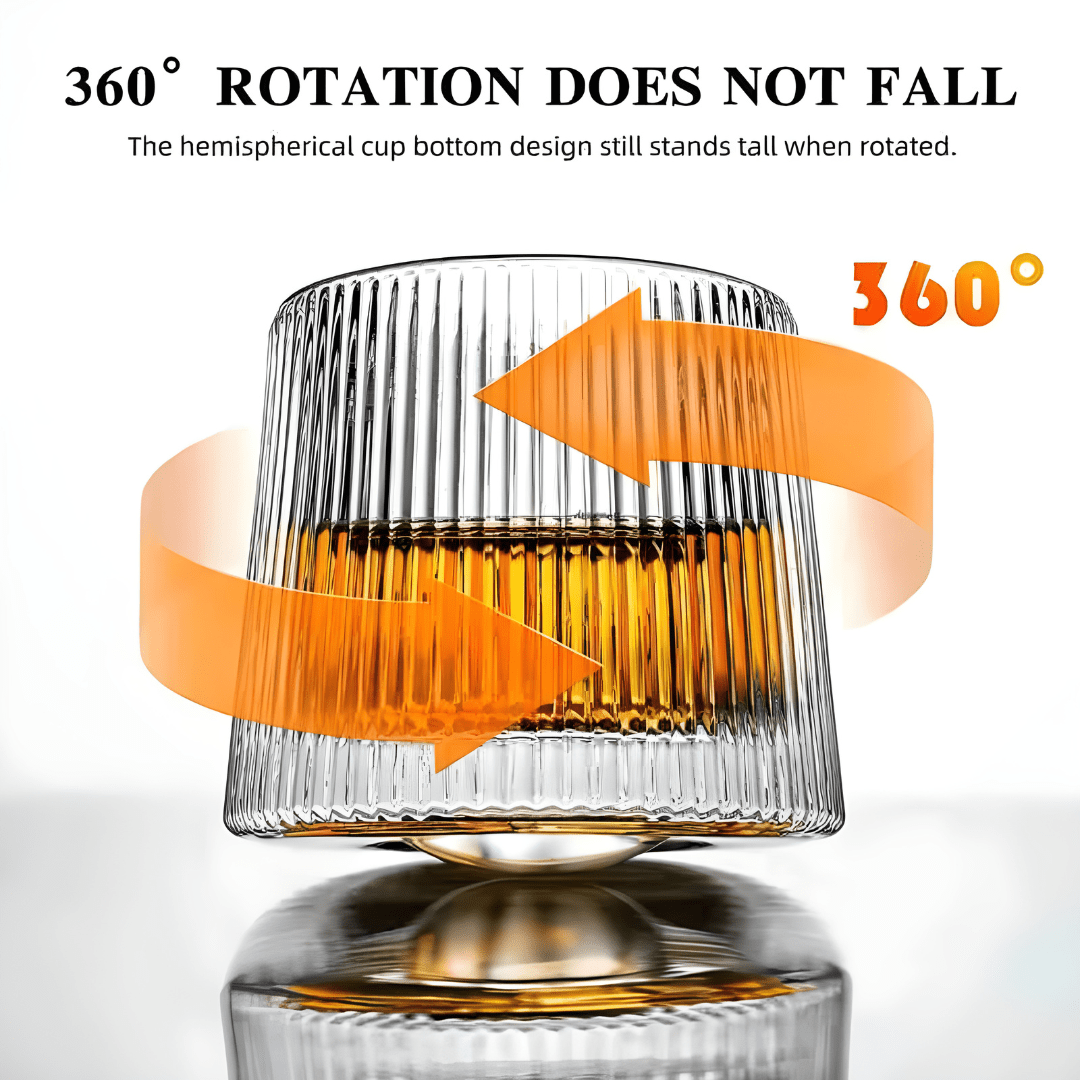 150ml rotating whisky glass with hemispherical base, hand-blown lead-free crystal – available in 3 elegant designs for premium drinkware lovers in Beirut
