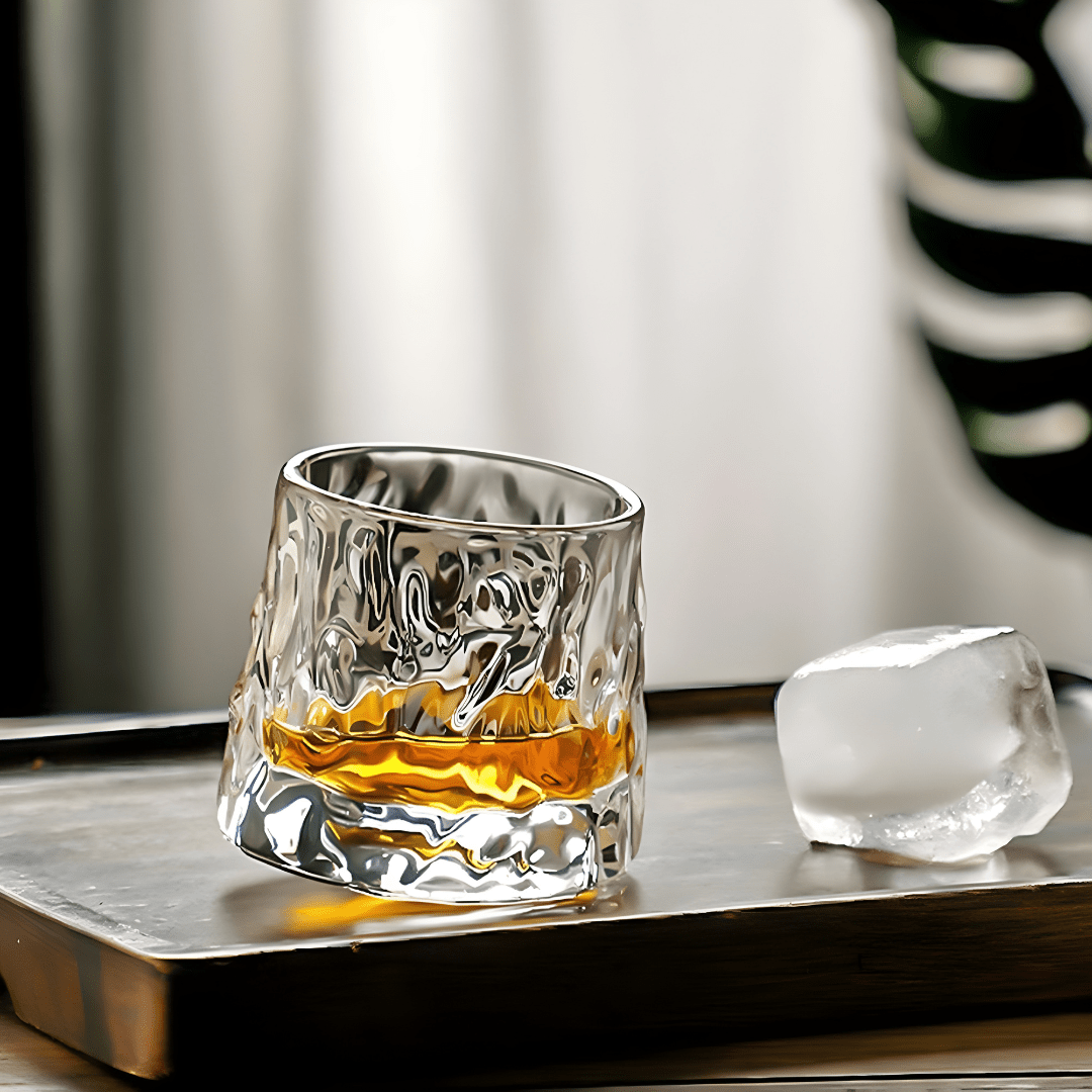 150ml rotating whisky glass with hemispherical base, hand-blown lead-free crystal – available in 3 elegant designs for premium drinkware lovers in Beirut