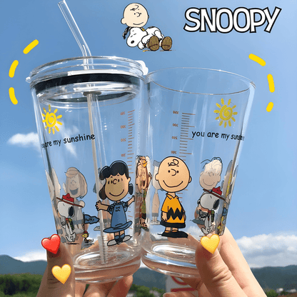 450ml Thick Glass Tumbler with Lid & Straw – Leak-Proof & Dishwasher Safe