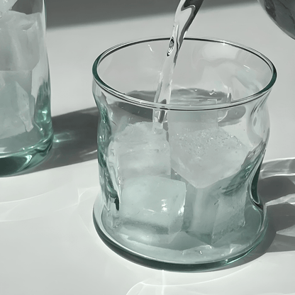 Twisted vintage drinking glass in 340ml and 440ml with handcrafted rim – available in Beirut, Lebanon