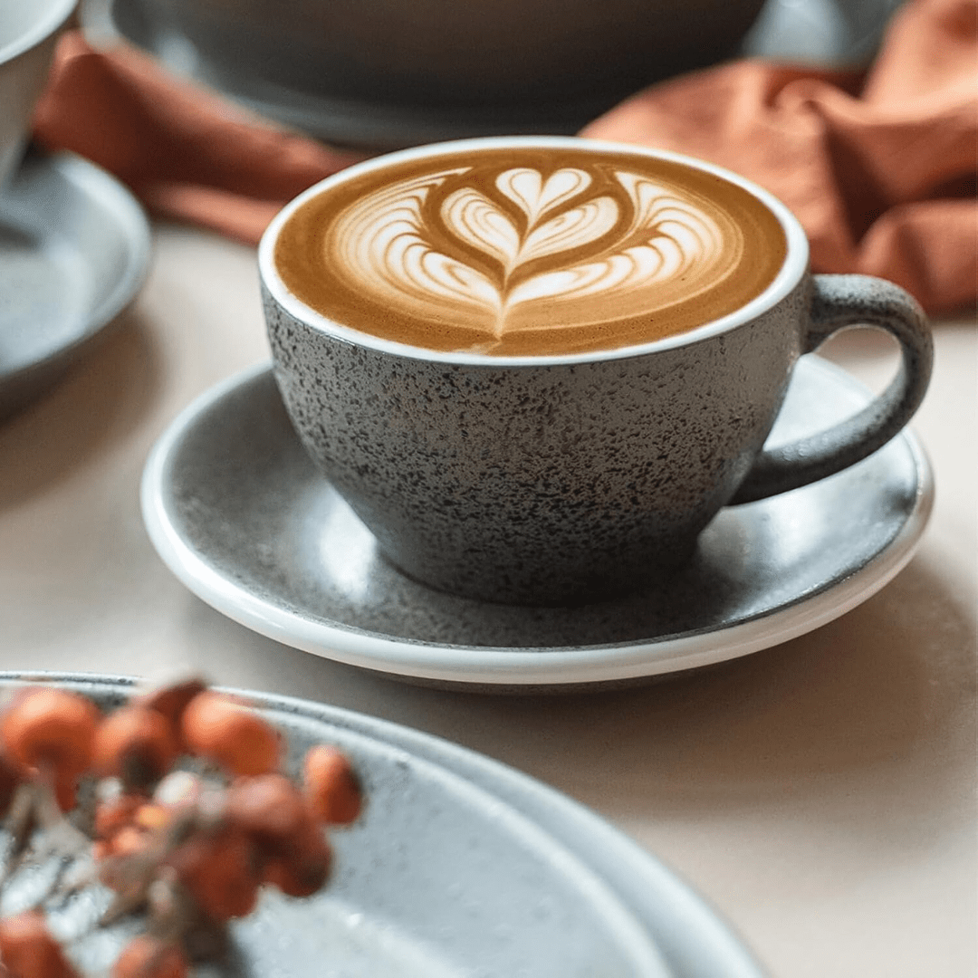 Vintage 300ml ceramic coffee cup and saucer in grey stone finish – Beirut Lebanon