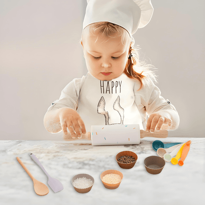 Kids 11-piece cooking set with wood & silicone tools – safe for age 3+ in Beirut