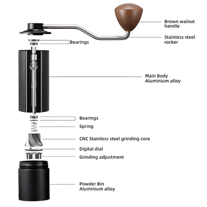 Manual coffee grinder with CNC burr and adjustable settings – available in Beirut, Lebanon