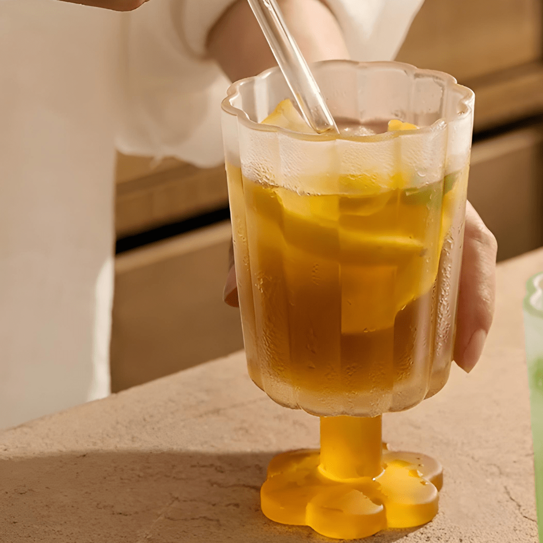 225ml Frosted Flower Cocktail Glass – Summer Goblet Cup