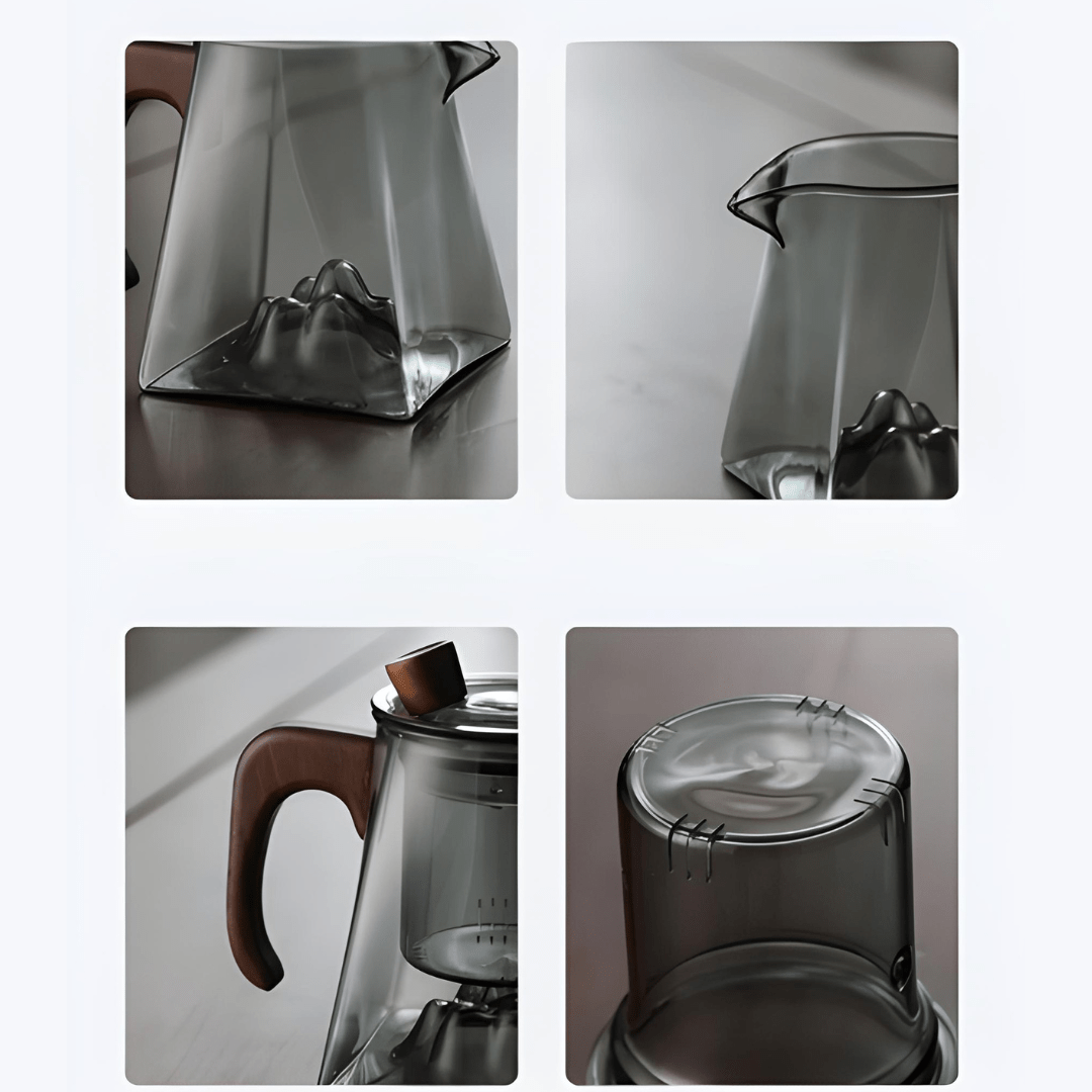 Modern 500ml glass teapot with wooden handle and removable infuser – heat-resistant teaware Lebanon