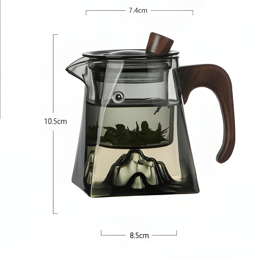 Modern 500ml glass teapot with wooden handle and removable infuser – heat-resistant teaware Lebanon