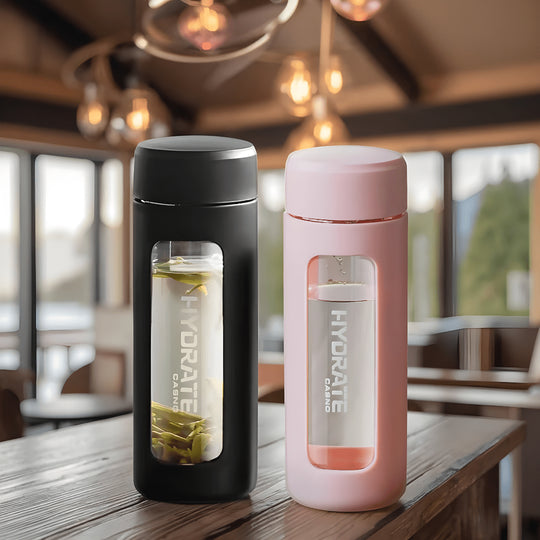 360ml Borosilicate Glass Tea Infuser Bottle – Double-Wall with Durable PP Shell