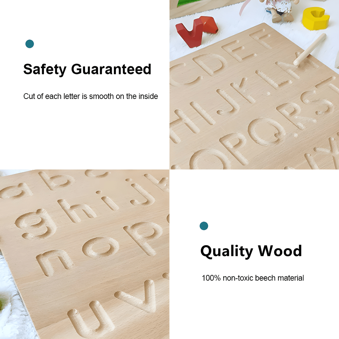 Montessori Wooden Alphabet & Number Tracing Board – Double‑Sided Educational Toy