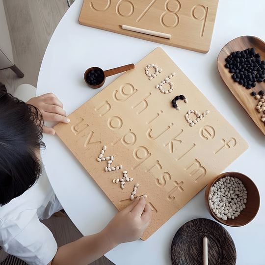 Montessori wooden alphabet tracing board double‑sided uppercase and lowercase – Beirut Lebanon