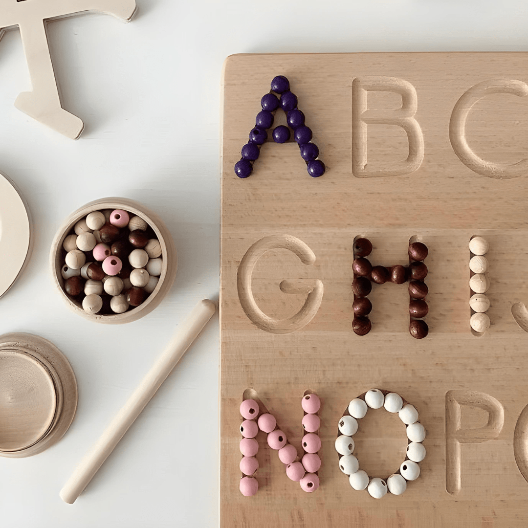 Montessori wooden alphabet tracing board double‑sided uppercase and lowercase – Beirut Lebanon