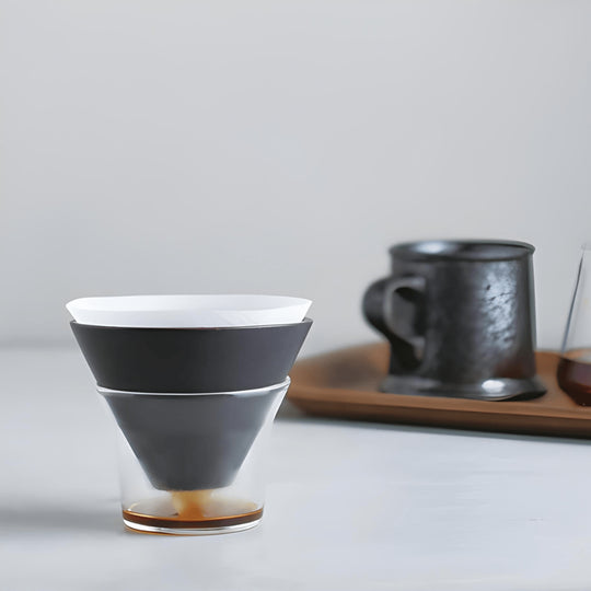 3-piece pour over coffee set with 600ml borosilicate glass jug, dripper, and metal stand – perfect for brewing 1–4 cups in Beirut Lebanon