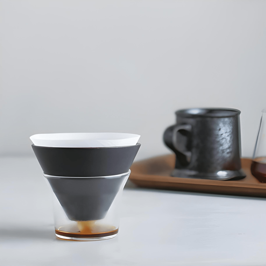 3-piece pour over coffee set with 600ml borosilicate glass jug, dripper, and metal stand – perfect for brewing 1–4 cups in Beirut Lebanon