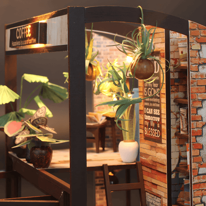 DIY Miniature Coffee House – LED, Music & Dust Cover