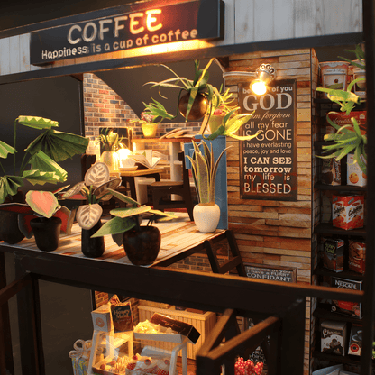 DIY Miniature Coffee House – LED, Music & Dust Cover