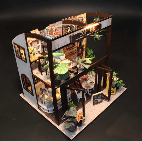 DIY Miniature Coffee House – LED, Music & Dust Cover