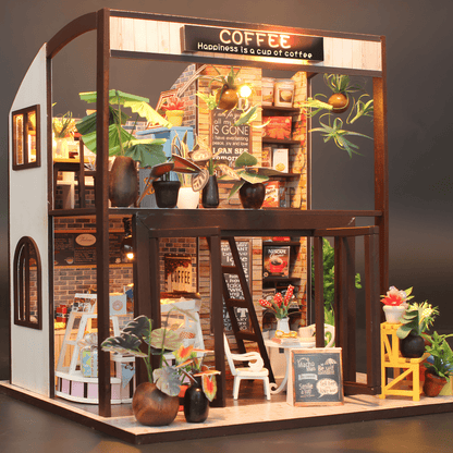 DIY Miniature Coffee House – LED, Music & Dust Cover