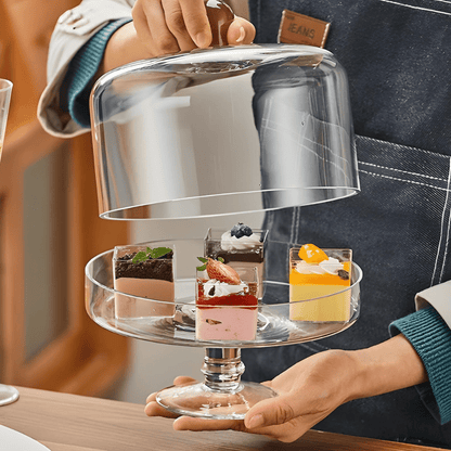 European Style Premium Glass Cake Stand – 2 Sizes, Elegant Gift Packaging