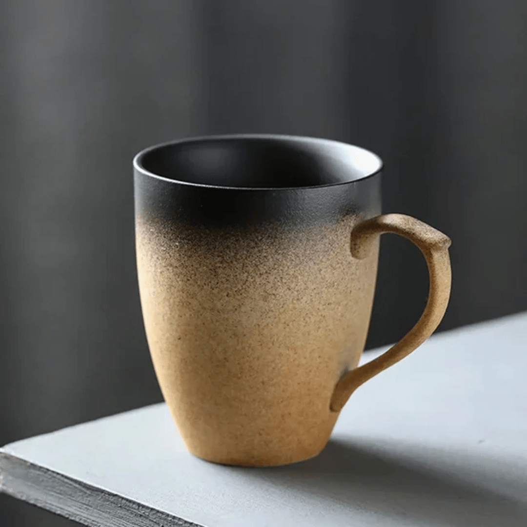Handmade 320ml porcelain mug with gradient matte finish, available in multiple colors, perfect for coffee or tea