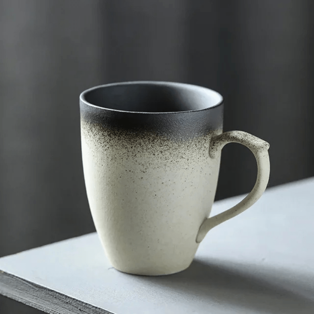 Handmade 320ml porcelain mug with gradient matte finish, available in multiple colors, perfect for coffee or tea
