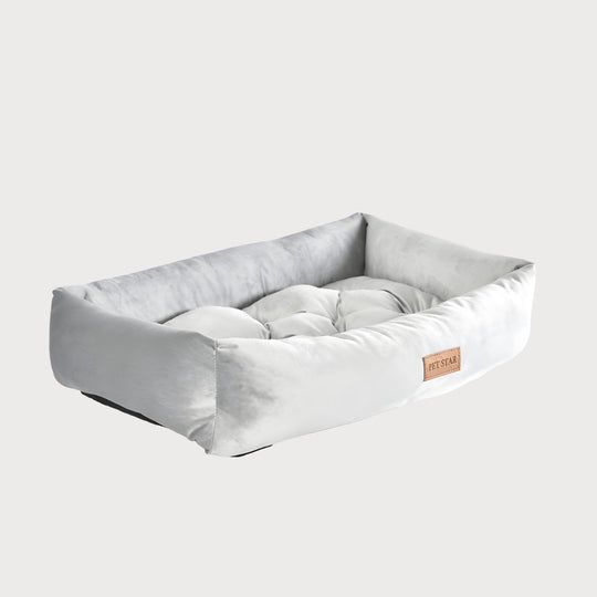 Velvet Soft Sustainable Dog & Cat Bed 75×50×10cm with removable pillow and anti-slip bottom – ideal for small dogs or medium to large cats.
