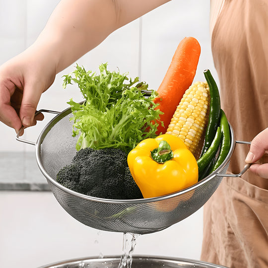 ERNESTO stainless steel colander with dual handles 25cm – premium kitchen tool