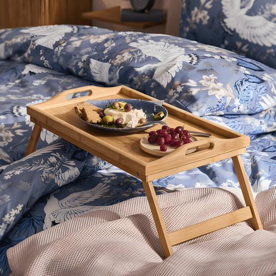 Premium bamboo bed and serving tray with folding legs and handles, perfect for breakfast in bed or serving meals – available in Beirut Lebanon