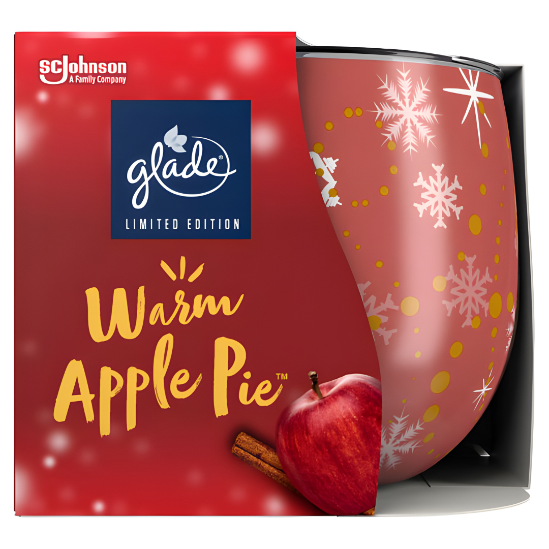 Glade Premium Scented Candle Warm Apple Pie 120g Glass Cup UK Made