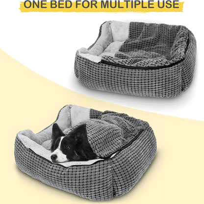 Hooded dog bed with blanket for small and medium breeds – soft faux fur – Beirut Lebanon
