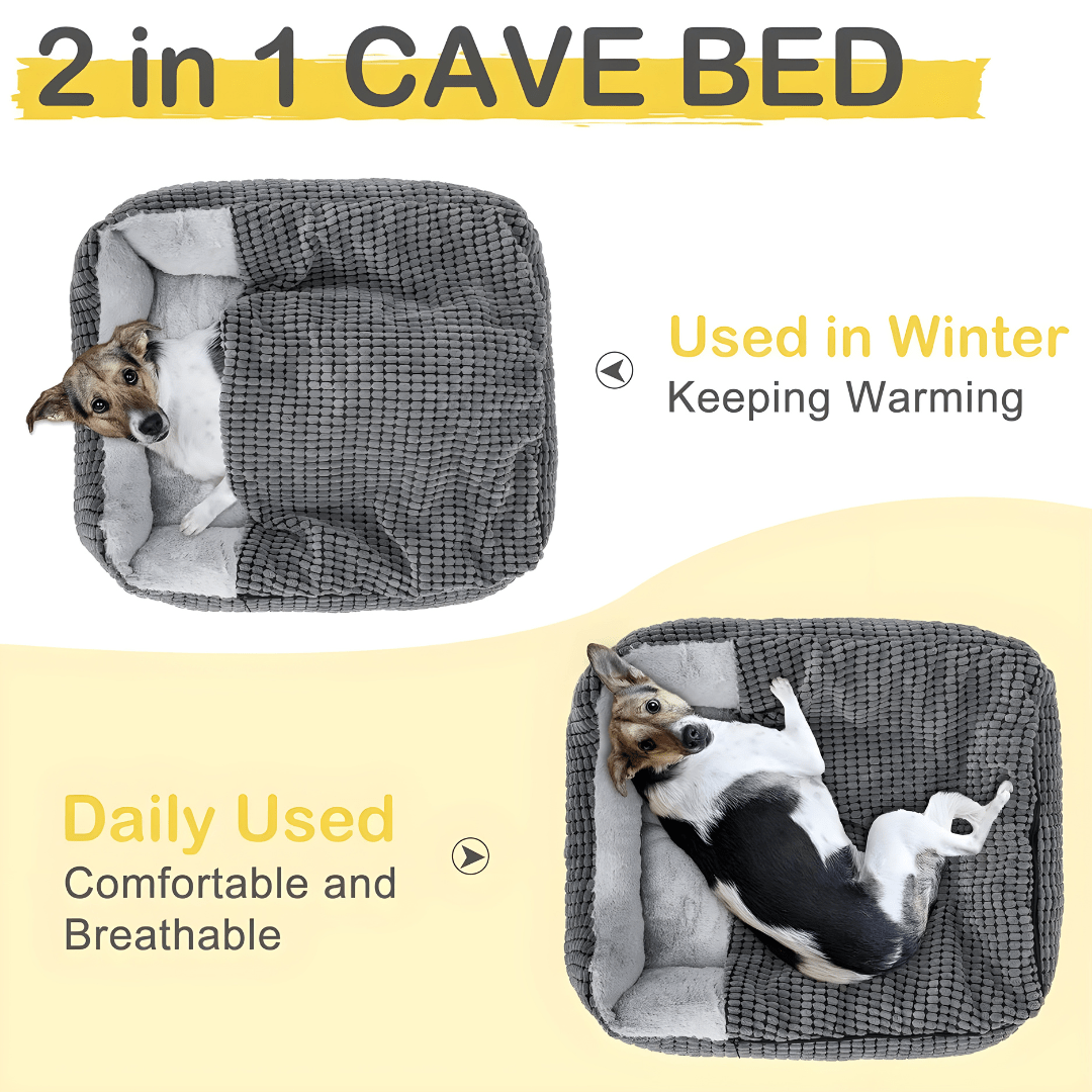 Hooded dog bed with blanket for small and medium breeds – soft faux fur – Beirut Lebanon