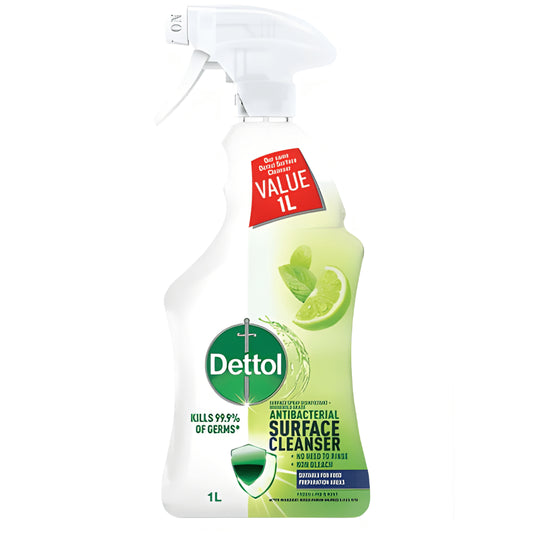 Dettol Antibacterial Surface Cleanser 1L Lime and Mint – UK made disinfectant cleaner, kills 99.9% of germs, bleach-free household cleaner available in Beirut Lebanon