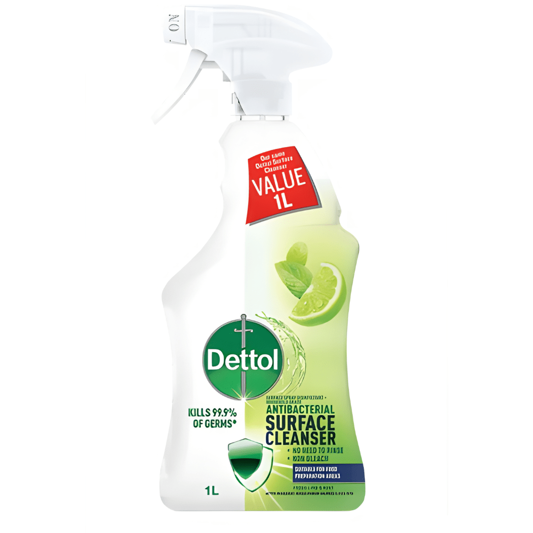 Dettol Antibacterial Surface Cleanser 1L Lime and Mint – UK made disinfectant cleaner, kills 99.9% of germs, bleach-free household cleaner available in Beirut Lebanon