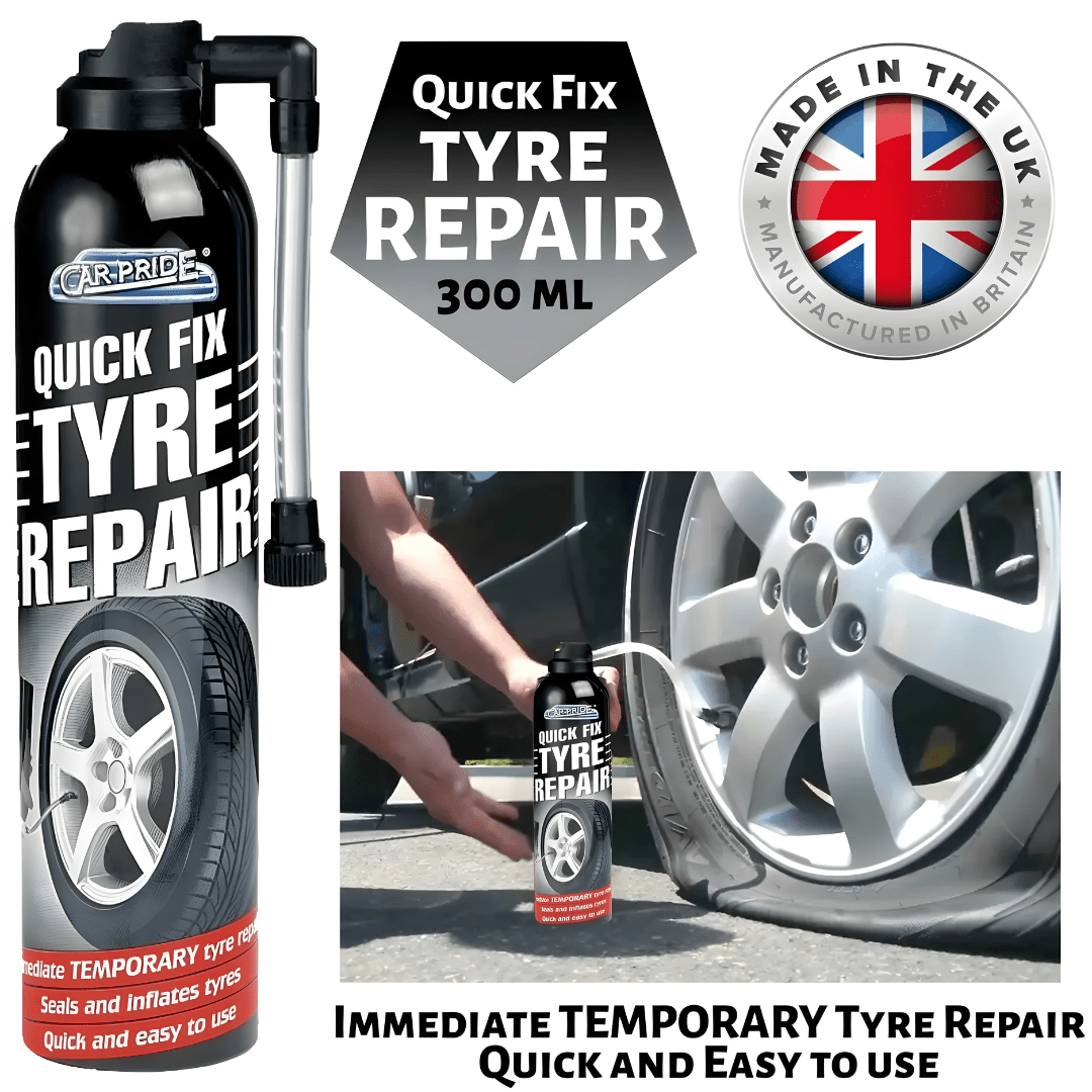 Car Pride 300ml quick fix tyre repair spray – emergency sealer and inflator for car and motorcycle tyres available in Lebanon