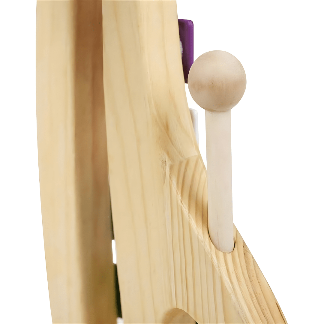 Wooden eight-tone xylophone with metal keys and mallets