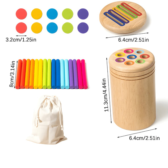Montessori wooden shape and color sorting toy for toddlers made from natural wood in Lebanon