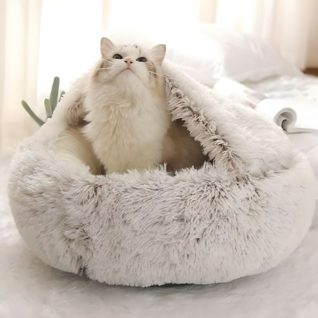 Hooded cat and dog bed cave 100cm plush faux fur cozy pet bed Lebanon Beirut