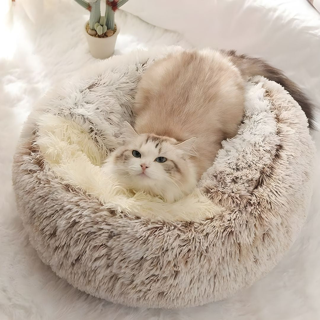 Hooded Cat & Dog Bed Cave – 2-in-1 Faux Fur Cuddler (100cm)