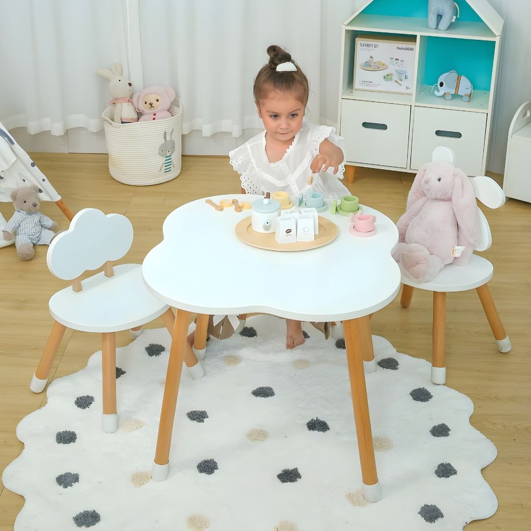 Cloud-shaped table and chair set