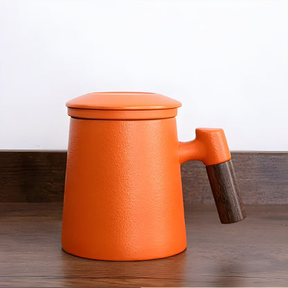 400ml Premium Porcelain Mug with Wooden Handle and Ceramic Infuser – Perfect for Coffee and Tea Lovers in Lebanon

