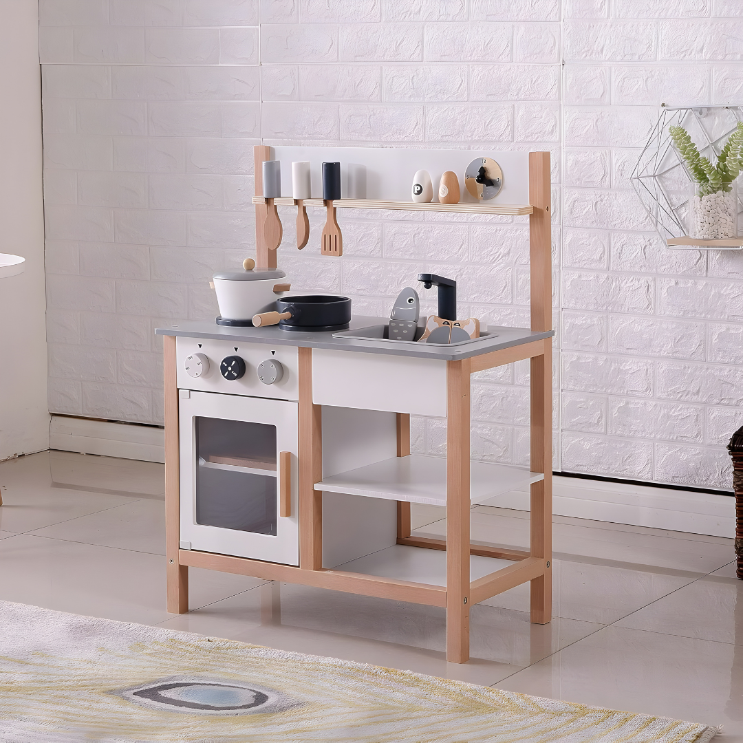 Wooden kitchen Toy Set For 3-6-Year-Old Boys And Girls