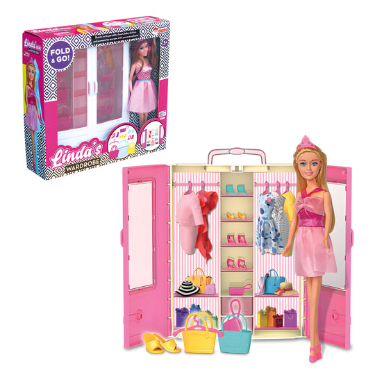 Linda’s "Fold & Go" Fashion Closet – 28pc Playset with Doll