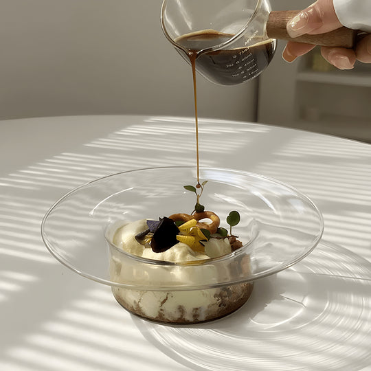 Elegant 250ml clear glass bowl with cap-shaped design, ideal for serving dessert, salad, or breakfast – available in Beirut, Lebanon