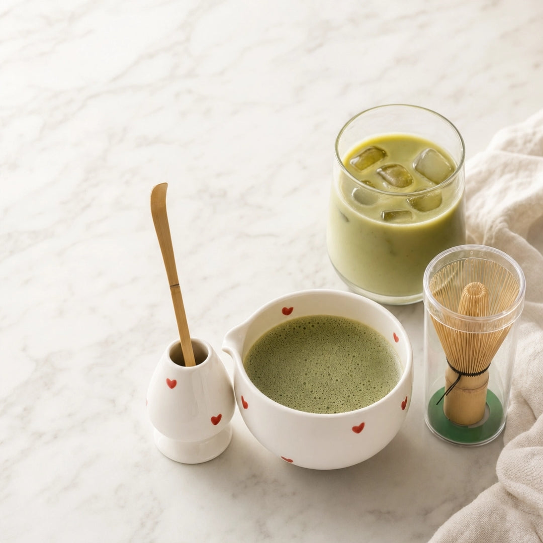 Premium Matcha Set with Hearts – 5 Pieces